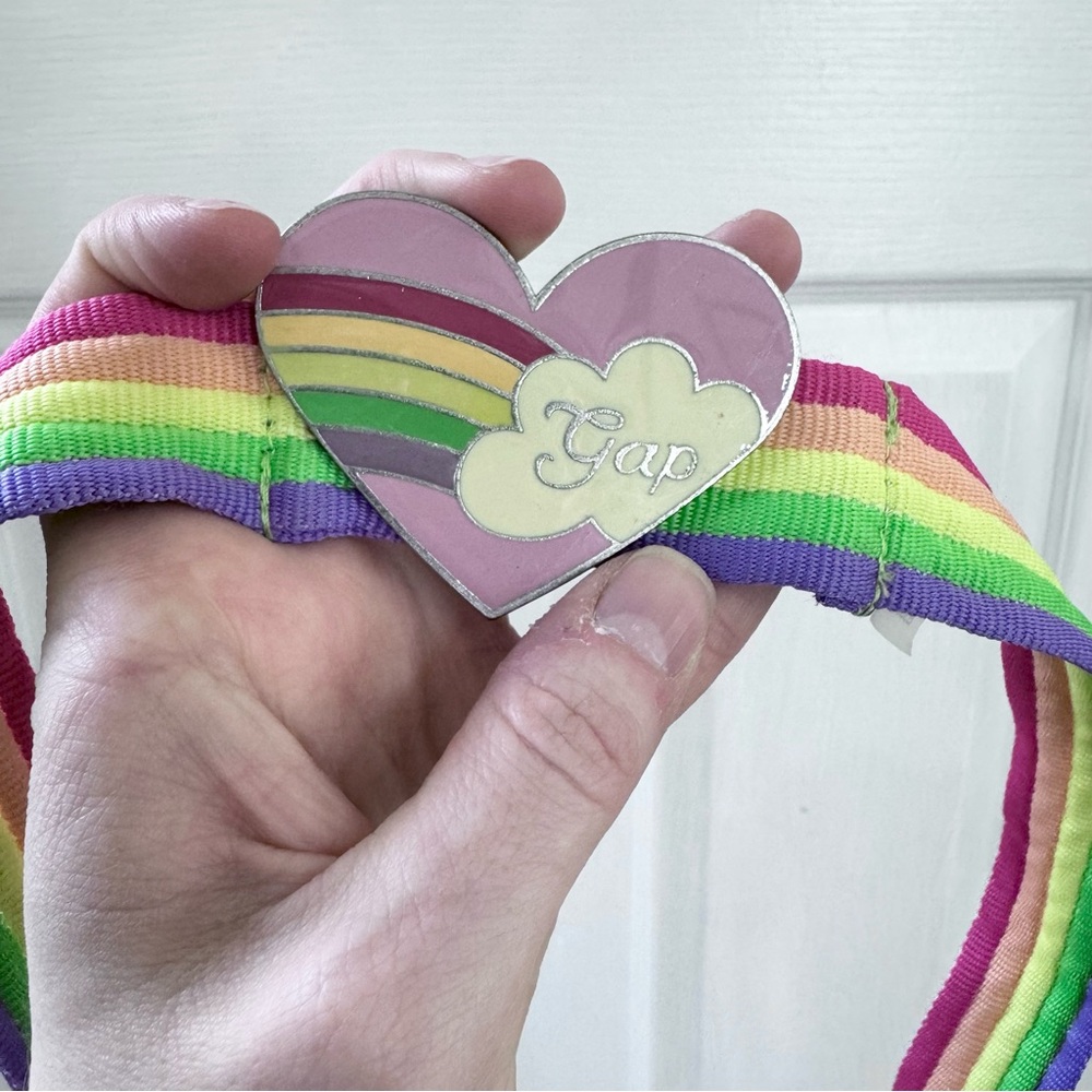 Vintage Gap Kids Rainbow Belt with Heart Buckle Sz 12